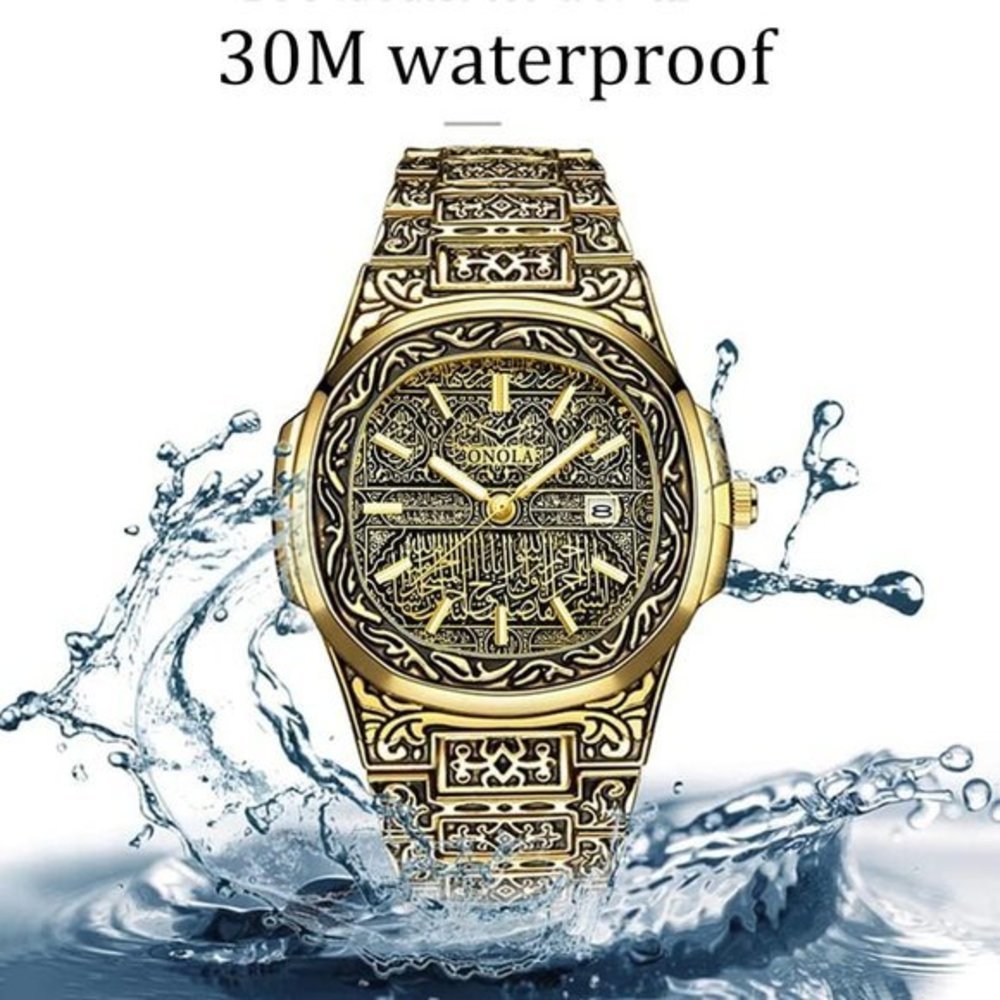 Mens Tattoo Pattern Carved Stainless Steel Waterproof Date Analog Quartz Watch‎ - Picture 5 of 9